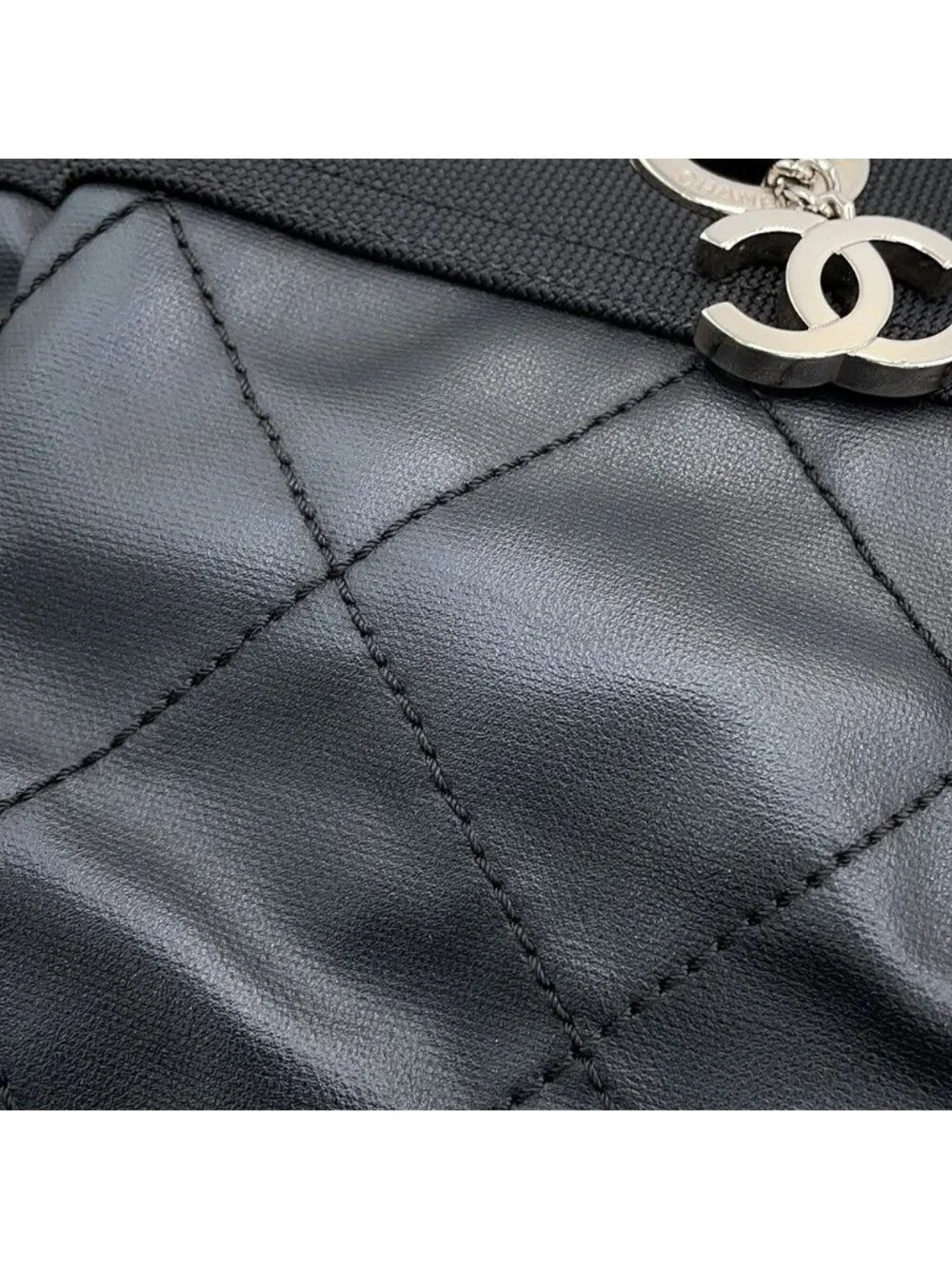Chanel Tote Bag Paris Biarritz MM Quilted Coco Charm Black